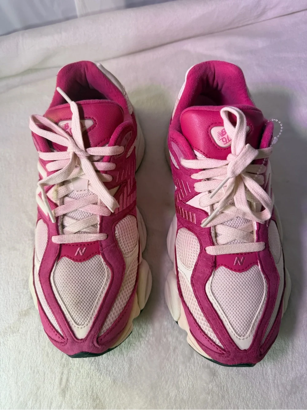 New Balance Women's Hot Pink and Cream Chunky Sneakers